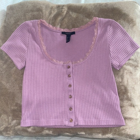 Forever 21 Cropped Collared Button-up - Picture 1 of 2